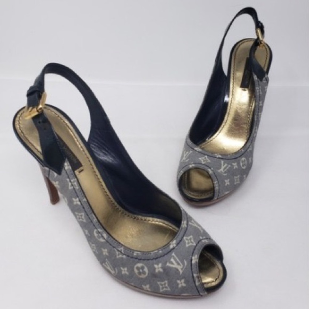 Louis Vuitton Slingback Denim Pumps.